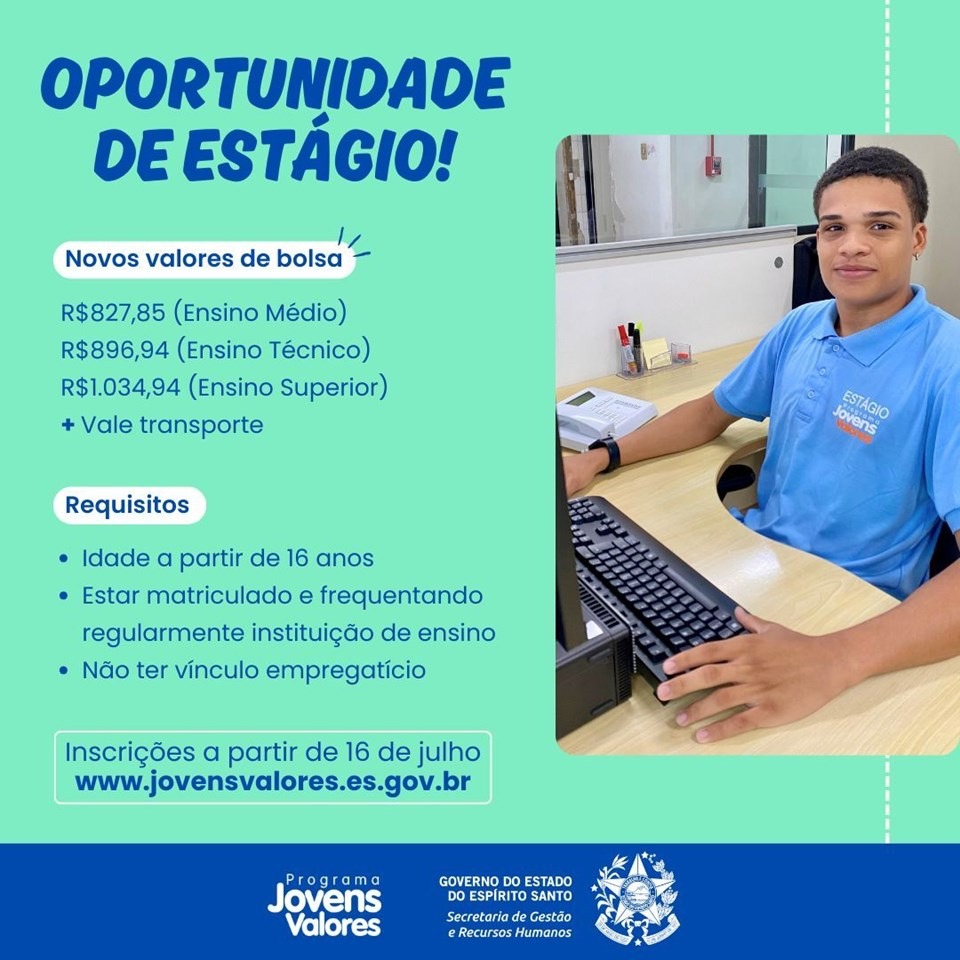 09.07.2024 - Governo do Estado reajusta o valor da bolsa do Programa Jovens Valores