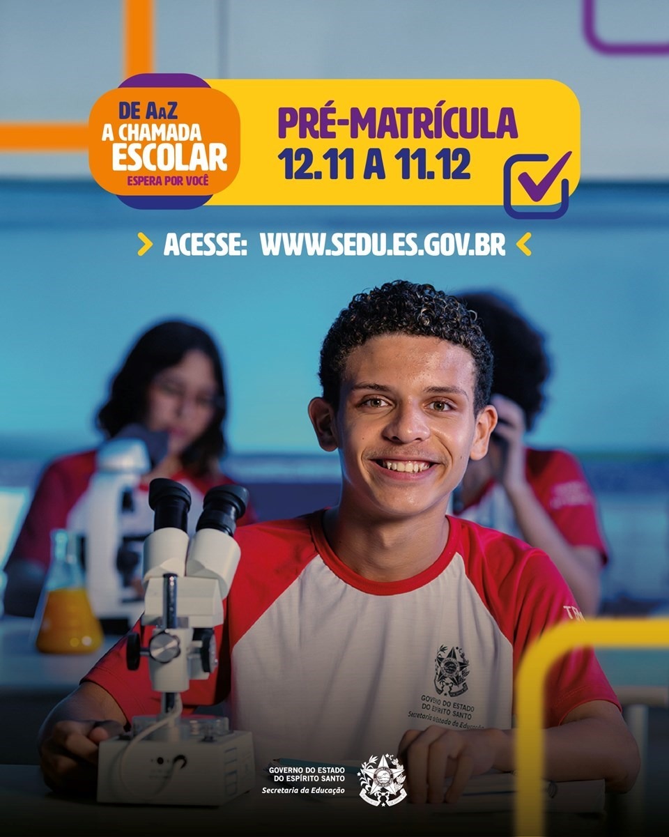 12.11.2024 -Começa nesta terça-feira (12) o período da Pré-Matrícula para a Rede Estadual de ensino