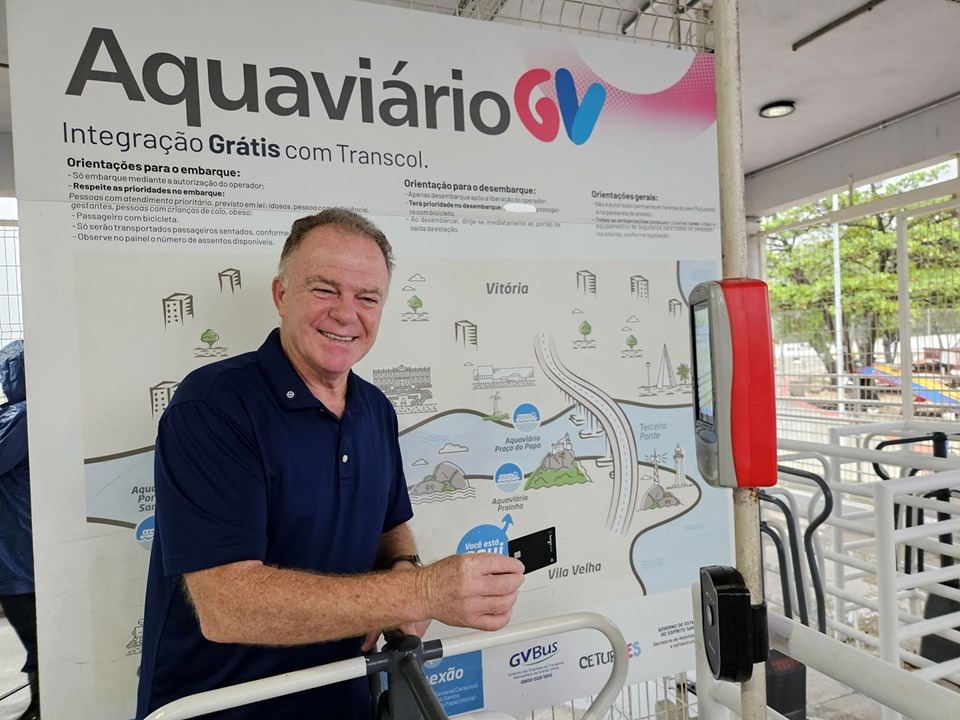 17.04.2025 - Governo do Estado anuncia nova forma de pagamento no Aquaviário e viagens extras durante a Festa da Penha|||Fotógrafo:Hélio Filho/Secom-ES